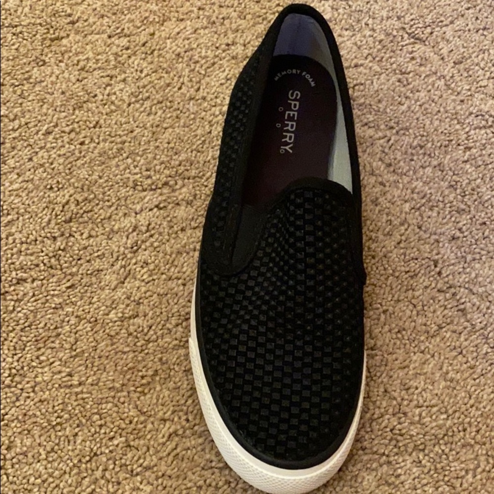 slip on sperry shoes size 9 women black designed